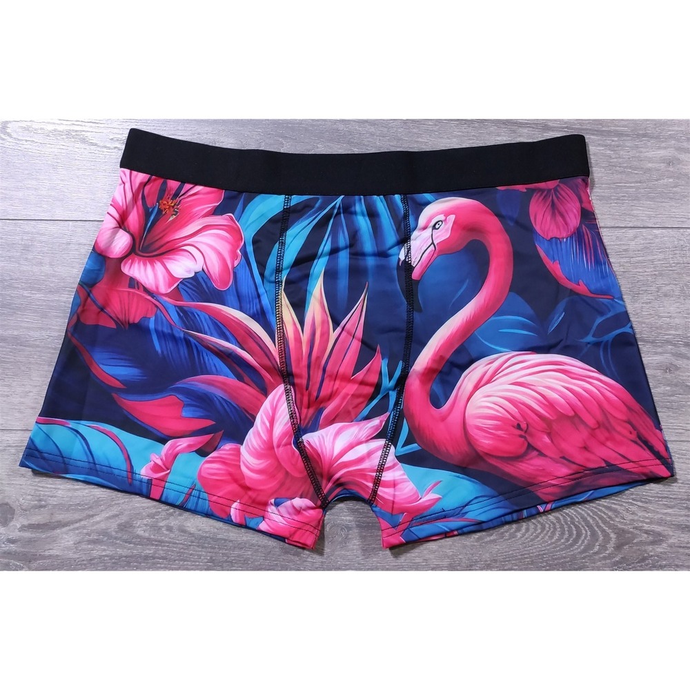 Random Stock Apparel Pink Flamingo Boxer Briefs Mens XL 40-42 Hawaiian Tropical